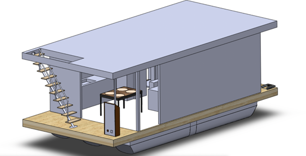 Boat Haus Mediterranean 8X4 MODERN Houseboat