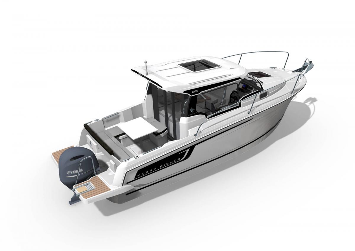Jeanneau Merry Fisher 695 Serie 2. Deze prachtige boot is aanwezig op de Suzuki stand van hiswa te water 2026.