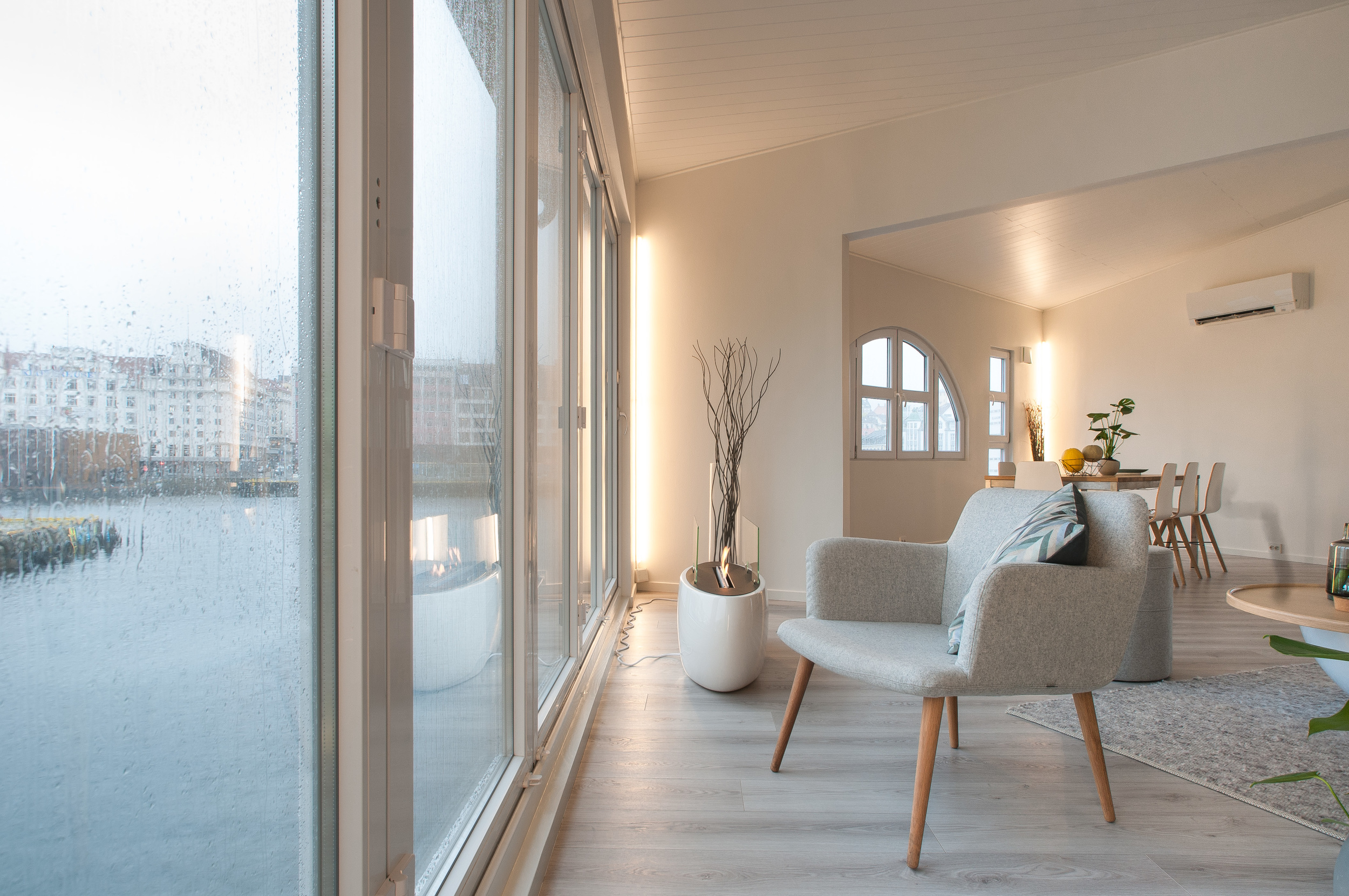 Grey Floating House Houseboat