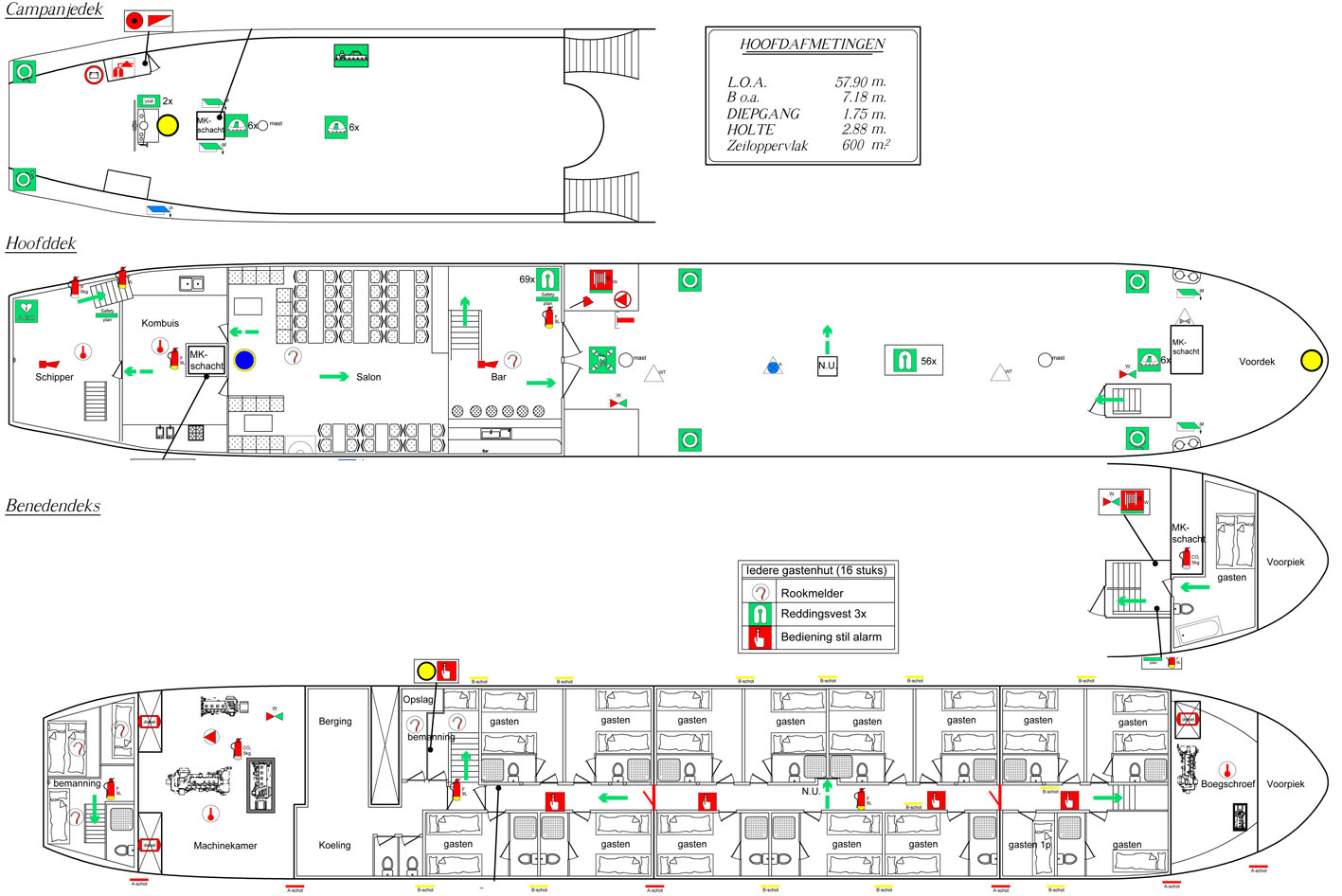 3 mast Charterschip / Evenementenboot 44 nachtgasten, 150 daggasten