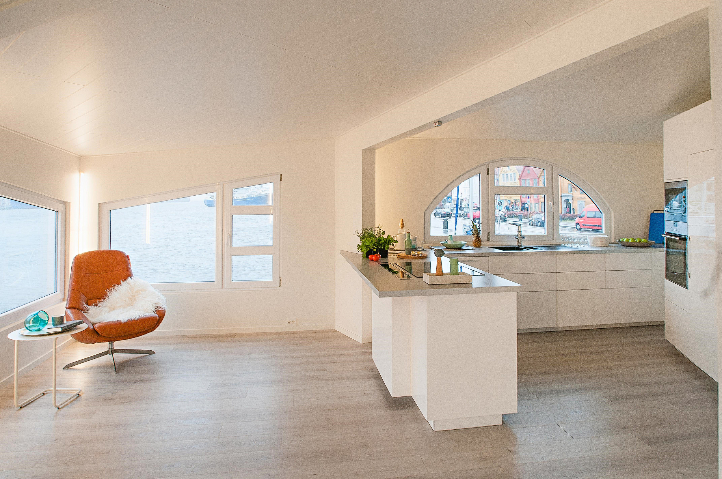 Grey Floating House Houseboat