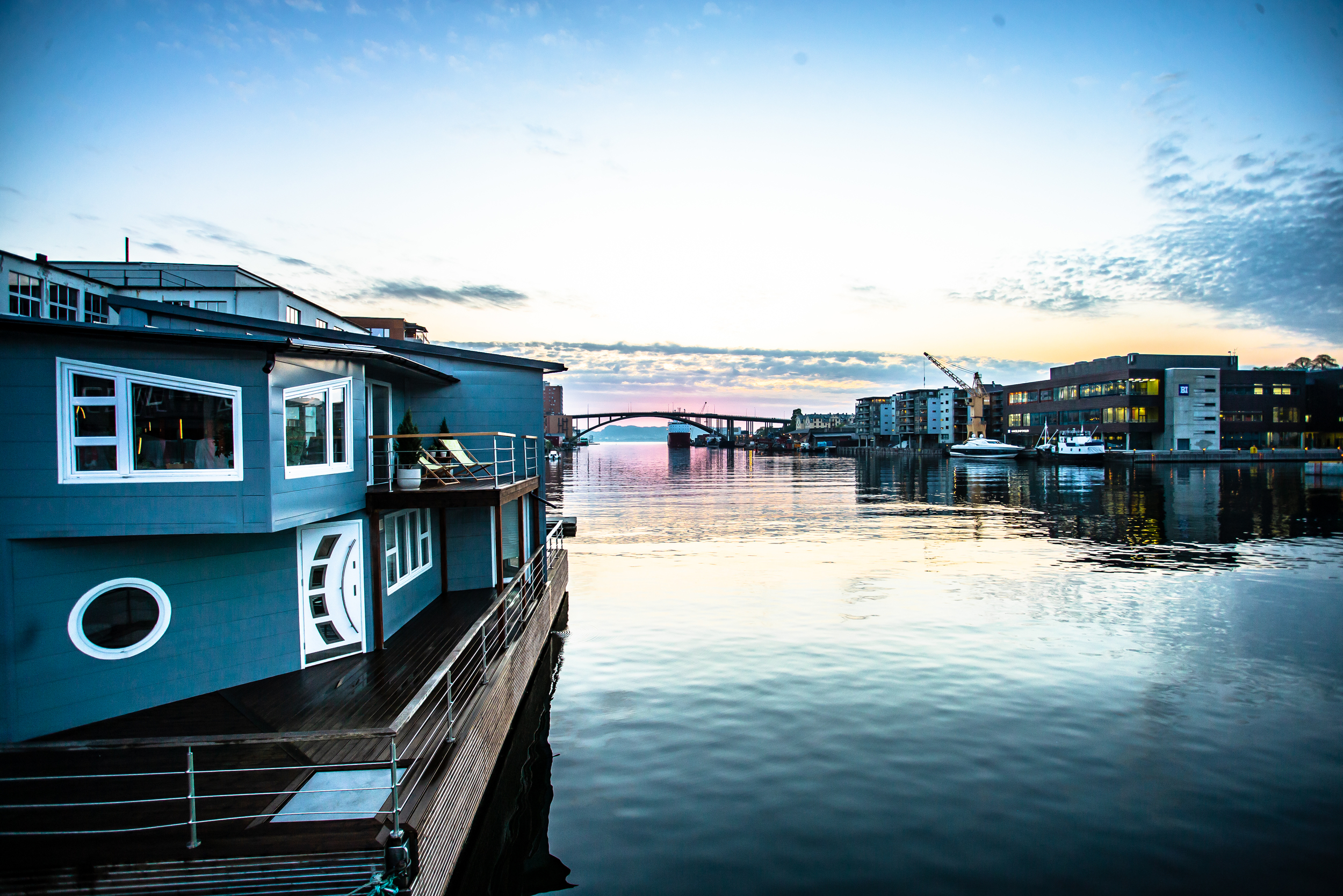 Grey Floating House Houseboat